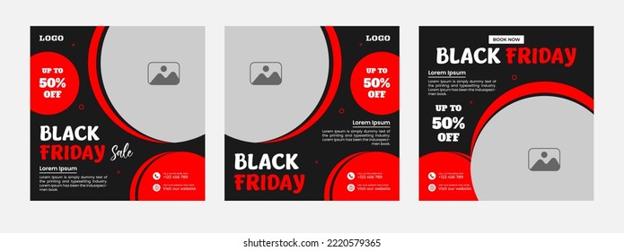 Black Friday sale social media banner template and Instagram post. Suitable for social media posts, web ads, internet ads, web banners, and advertising banners. Black Friday holiday event. 