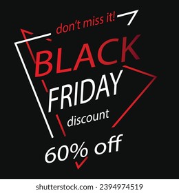 Black Friday Sale Social Media Post or Advert Template Design Set. Collection of Vector Design Templates for Black Friday Sale Promotion Ads. Modern Black Friday Text on Black Background