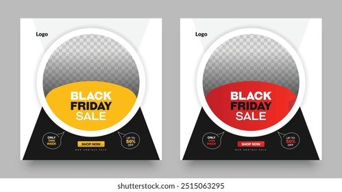 Black friday venda social media post template, aplicativos móveis, design de banners, Conjunto de banner de mídia social venda de sexta-feira preta.
