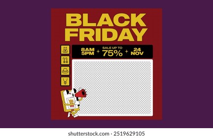 Black friday sale for social media. Screen backdrop for instagram stories and post, mobile app, banners, cards. Stories template.