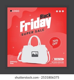 Black Friday sale social media post banner template or women bag sale online banner