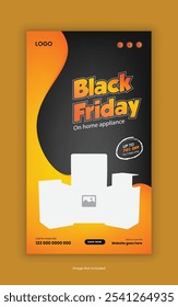 Black Friday venda Social Media Story Banner Design Template ou Home Appliance Sale Online Story post-Template, kitchenware venda web post banner design