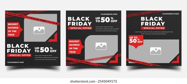 black friday sale social media post template design collection