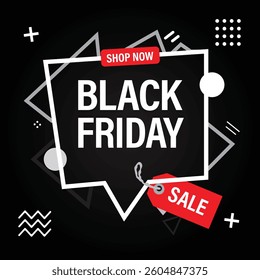 Black Friday sale social media post, banner, poster template design with dark background
