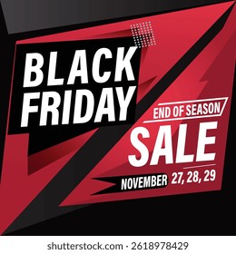 Black Friday sale social media post template featuring bold typography, discount offer banners, and modern dynamic design.