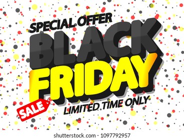 Black Friday Sale, special offer, poster design template, vector illustration