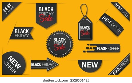 black friday sale , oferta especial , tag badge design vetor format, ícone, vetor, ilustração