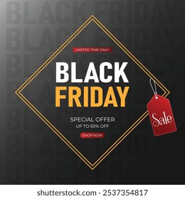 Black friday sale special offer banner background. Black Friday Sale banner. Template for promotion, advertising, web, social and fashion ads. Vector