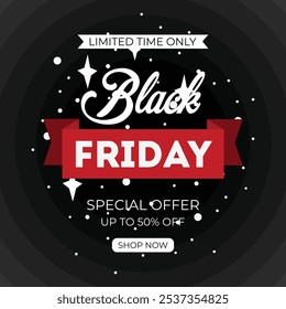 Fondo de Anuncio de oferta especial de venta de viernes negro. Anuncio de rebajas del Black Friday. Plantilla para publicidad, publicidad, Web, publicidad social y moda. Vector