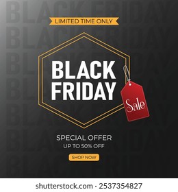 Fondo de Anuncio de oferta especial de venta de viernes negro. Anuncio de rebajas del Black Friday. Plantilla para publicidad, publicidad, Web, publicidad social y moda. Vector