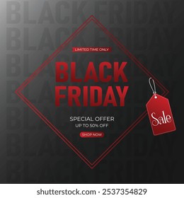 Fondo de Anuncio de oferta especial de venta de viernes negro. Anuncio de rebajas del Black Friday. Plantilla para publicidad, publicidad, Web, publicidad social y moda. Vector