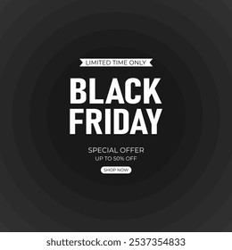 Fondo de Anuncio de oferta especial de venta de viernes negro. Anuncio de rebajas del Black Friday. Plantilla para publicidad, publicidad, Web, publicidad social y moda. Vector