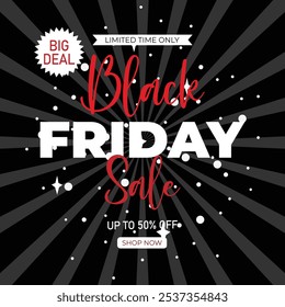 Black friday sale special offer banner background. Black Friday Sale banner. Template for promotion, advertising, web, social and fashion ads. Vector