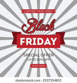 Black friday sale special offer banner background. Black Friday Sale banner. Template for promotion, advertising, web, social and fashion ads. Vector