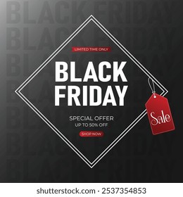 Fondo de Anuncio de oferta especial de venta de viernes negro. Anuncio de rebajas del Black Friday. Plantilla para publicidad, publicidad, Web, publicidad social y moda. Vector