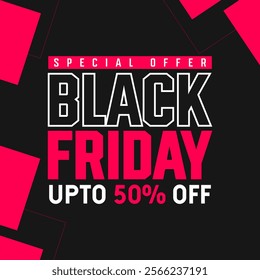 Black Friday sale special offer , Advertising Banner, landscape banner template for social media posts, gift card, mobile apps, banners design, web or internet ads. Trendy abstract square template