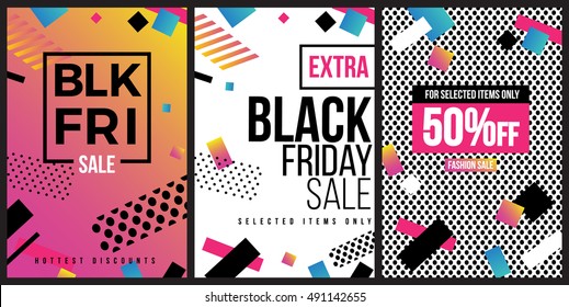 Black friday sale and special offer poster for online shopping. Vector illustrations for website and mobile, banners, email and newsletter designs, ads, promotional material. Geometric background