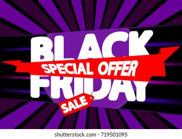 Black Friday Sale, special offer, poster design template, vector illustration
