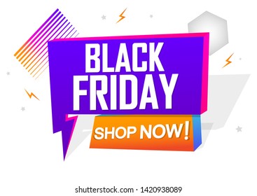 Black Friday Sale, speech bubble banner design template, discount tag, app icon, vector illustration