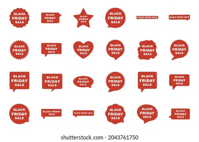 Black friday sale, speech bubbles and geometric shapes vector set, promotion label images.