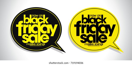 Black friday sale speech bubbles set, discount signs