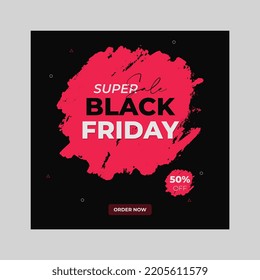 Black Friday Sale square banner template for social media posts, mobile apps, banners design, web or internet ads. Trendy abstract square template with geometric shape