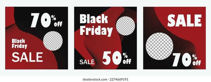 Black Friday Sale square banner template for social media posts, , banners design, web or internet ads. Trendy abstract square template with geometric shape