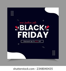 Black Friday Sale Square Banner Template for social media posts. Website poster design Advertising, promotional banner, mobile apps, banners design, web or internet ads. Vector illustration.