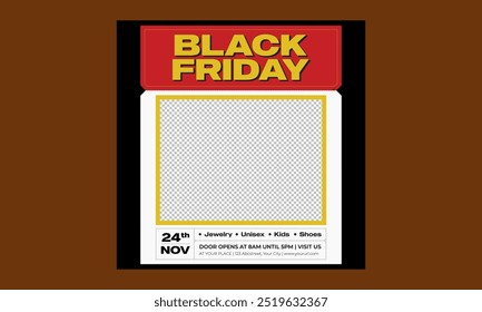 Black Friday Sale square banner template for social media posts, mobile apps, banners design, web or internet ads.