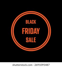 Venta del Black Friday. Gráfico de Vector cuadrado en negro con fondo naranja.