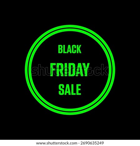 Black Friday Sale. Square vector graphic in black with green background.