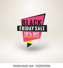 Black Friday sale sticker. Discount banner. Special offer sale tag. Vector illustration.