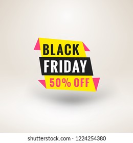 Black Friday sale sticker. Discount banner. Special offer sale tag. Vector illustration.