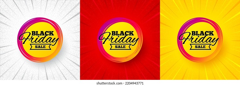 Black friday sale sticker. Flash offer banner, coupon or poster. Discount banner shape. Coupon tag icon. Black friday promo banner. Retail marketing flyer. Starburst pop art. Vector