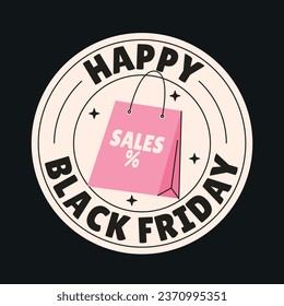 Black Friday Sale Sticker. Black Friday Sale Label. Black Friday sale tag. typography. Template for Label, Sticker, Tag, promotion, advertising, card. Vector illustration. Black Friday background.