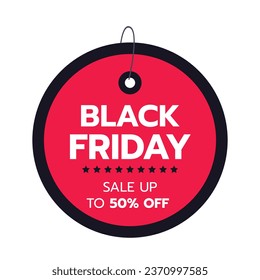Black Friday Sale Sticker. Black Friday Sale Label. Black Friday sale tag. typography. Template for Label, Sticker, Tag, promotion, advertising, card. Vector illustration. Black Friday background.