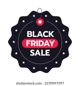 Black Friday Sale Sticker. Black Friday Sale Label. Black Friday sale tag. typography. Template for Label, Sticker, Tag, promotion, advertising, card. Vector illustration. Black Friday background.