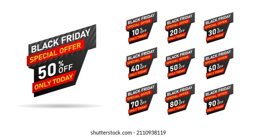 Black friday sale stickers and discount tags collection
