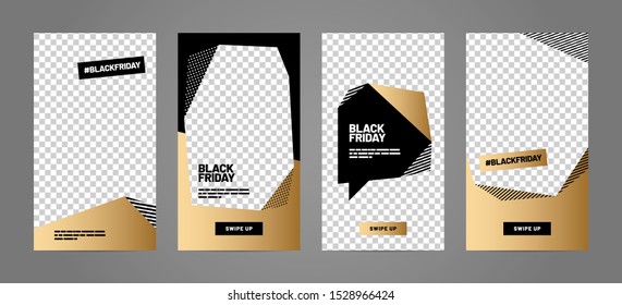 Black Friday Sale Stories Template Set For Social Media. Screen Backdrop For Mobile App. Social Media Story Mockup.