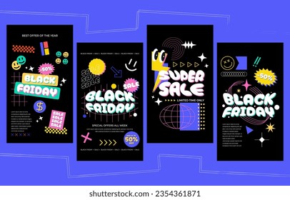 Black friday sale story with 90s style
