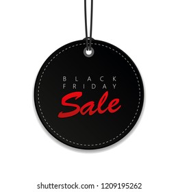 Black Friday sale black tag advertising round banner on white background vector illustration