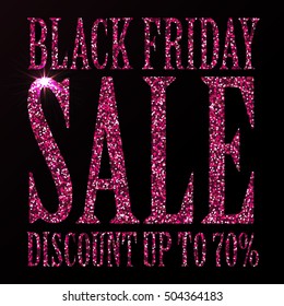 Black Friday sale black tag, advertising, vector illustration. Black friday design, sale, discount, advertising, marketing price tag. Square banner. The inscription of the glitter. a
