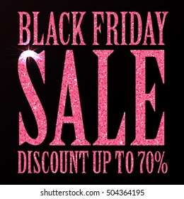 Black Friday sale black tag, advertising, vector illustration. Black friday design, sale, discount, advertising, marketing price tag. Square banner. The inscription of the glitter. 
