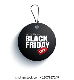Black friday sale tag circle banner on the rope