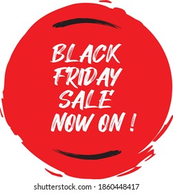 Black friday sale tag circle banner on red background. Black friday sale flyer template. Use for poster, newsletter, shopping, promotion, advertising.