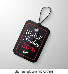 Black Friday sale tag with the designation of the value of the discount. Discount and price, design label,  emblem, flat style, discount symbols. Vector Illustration.