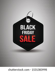 Black Friday sale black tag hexagon banner,it can be use as black friday banner
