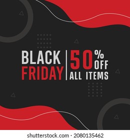 Black Friday Sale Tag illustration vector with discount. Red Balck background suitable for poster, banners, social media post, website, flyers, card, advertising, business, commerce, promotion