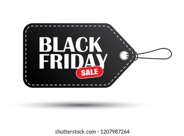 Black friday sale black tag isolated on white background. Use for banner template, discount, shopping, promotion, advertising. 