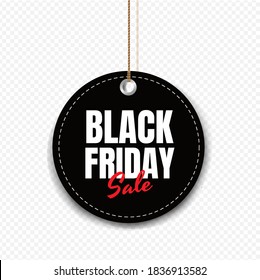 Black Friday Sale Tag Isolated Transparent Background With Gradient Mesh, Vector Illustration